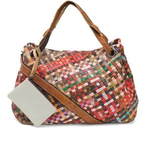 🔸️AMERILEATHER 🔸️leather Cybil Muliticolor  Woven Shoulder Bag